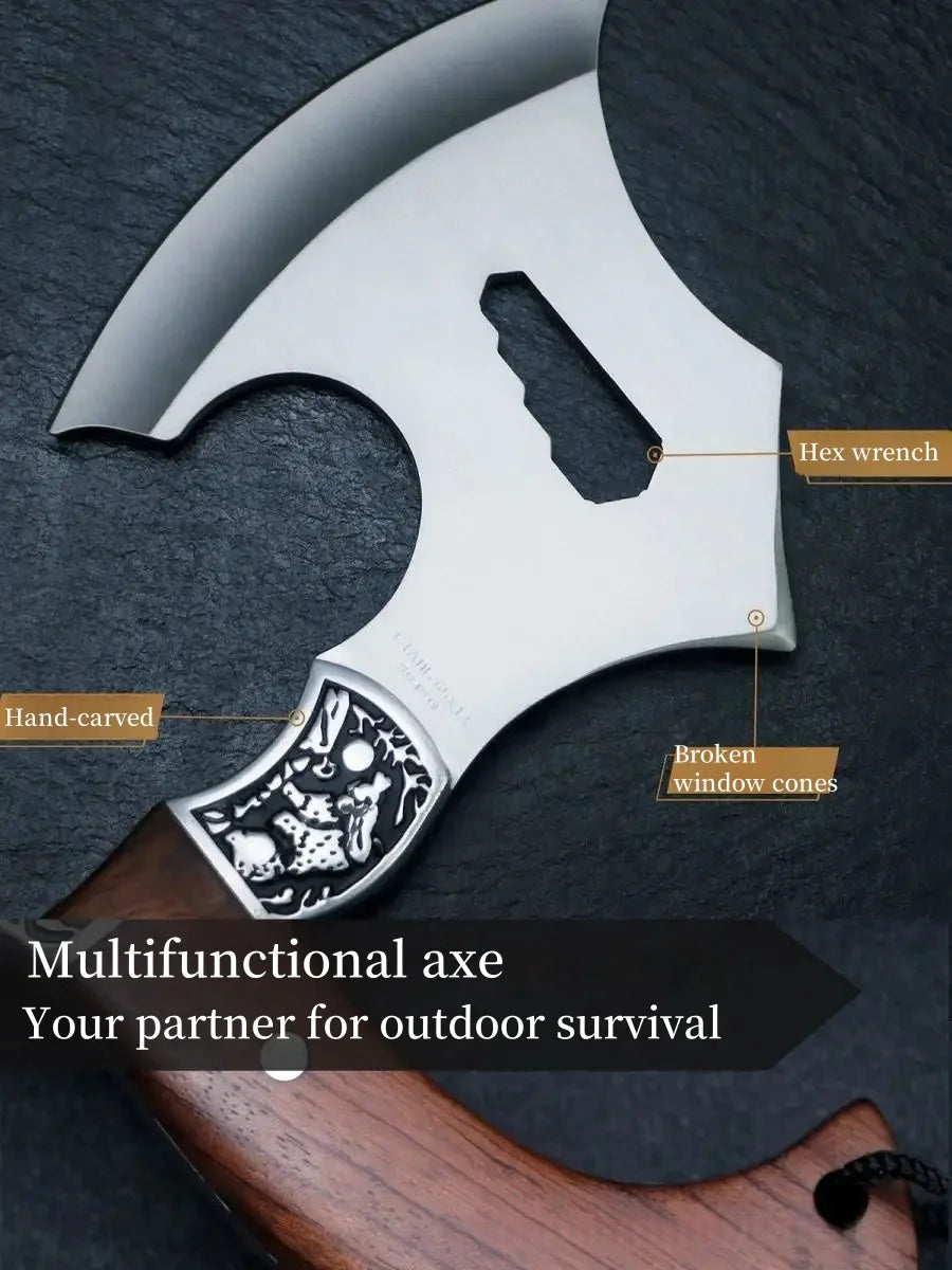 1 piece outdoor axe, solid wood handle with nylon scabbard axe, camping axe, portable survival axe with gift box, small camping