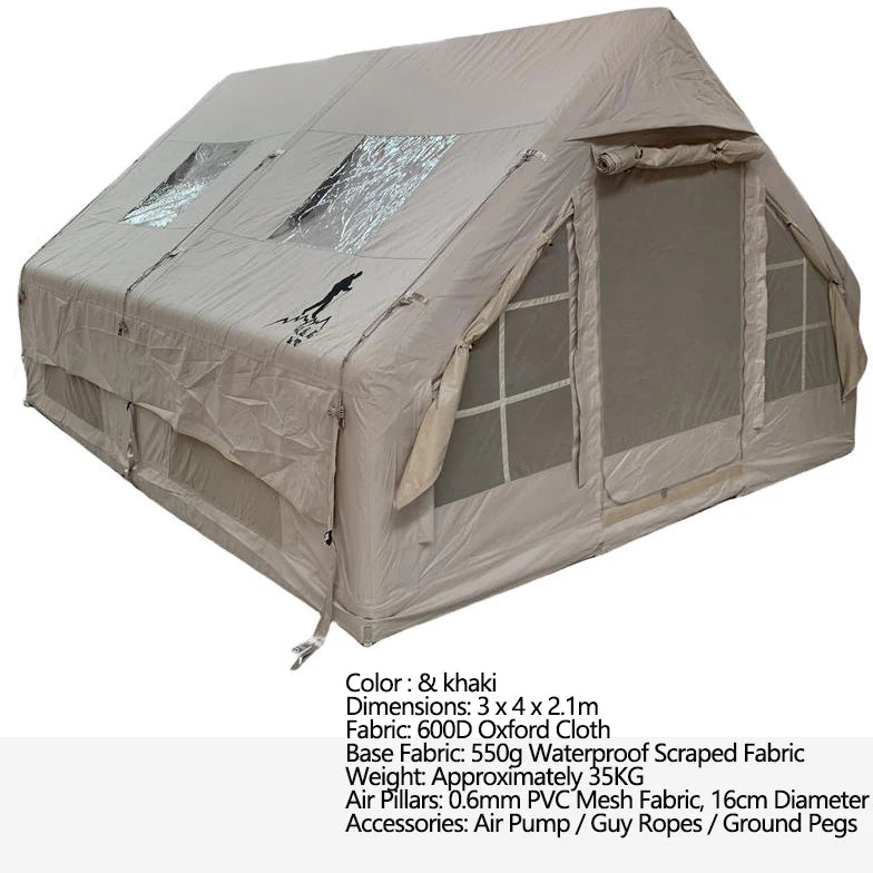 New Oxford Cloth 600D Khaki & Army Green Air-filled Tent for Professional Outdoor Camping Shelter Waterproof Durable Tents