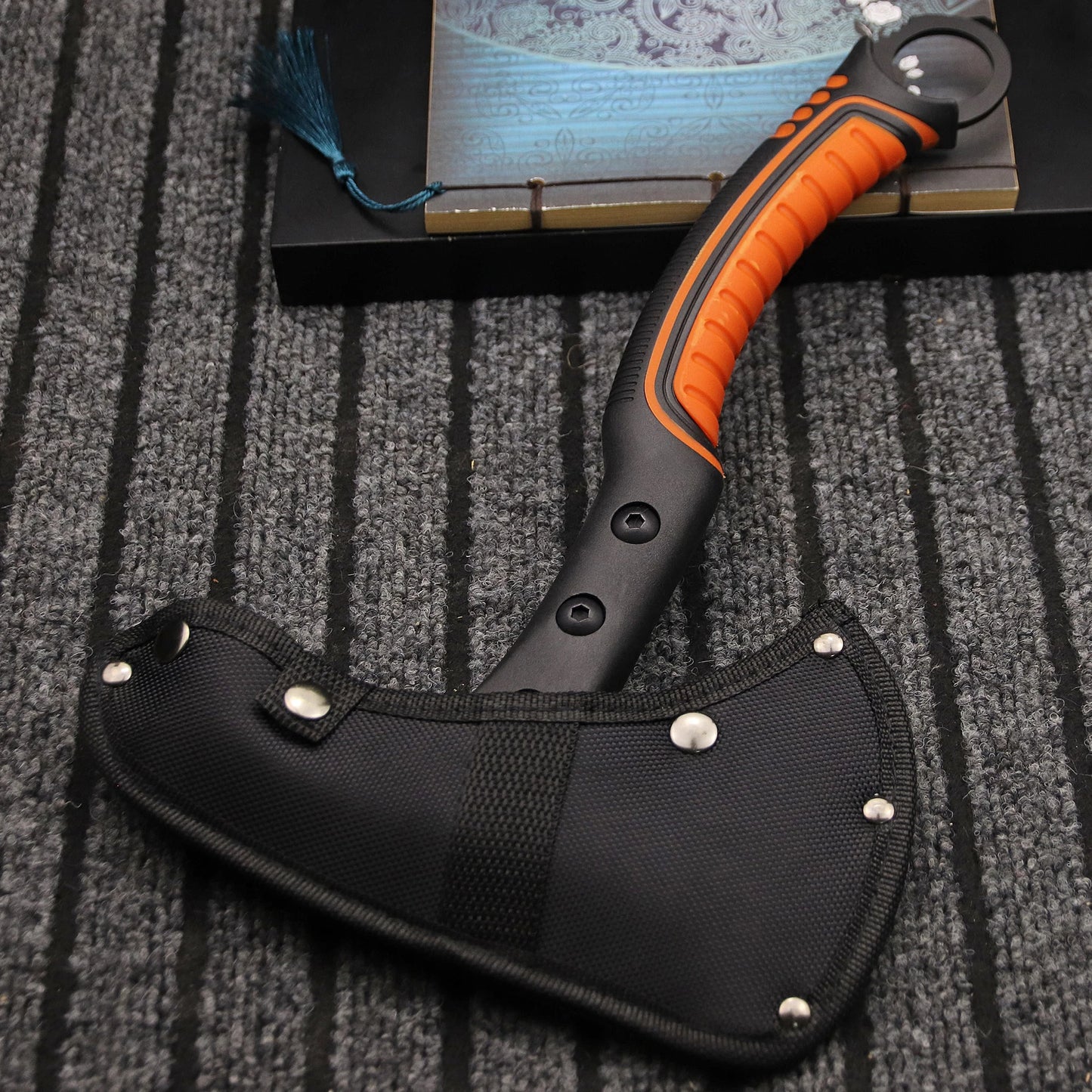 Stainless steel multi-functional axe, outdoor camping axe, tactical survival fire-fighting axe, vehicle-mounted portable axe
