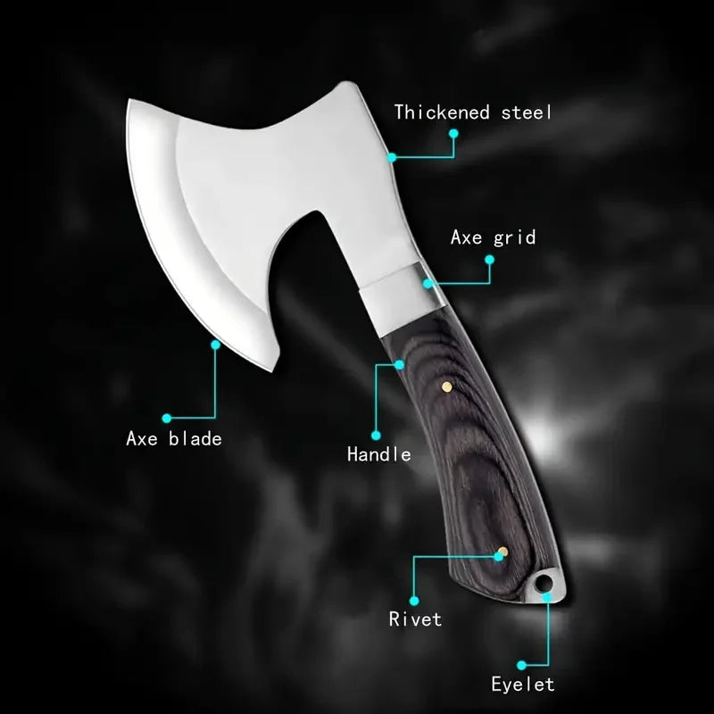 420J2 Steel Forged Camping Axe | Fireproof Axe Body + Non-slip Sandalwood Handle Multi-functional Demolition Axe Outdoor
