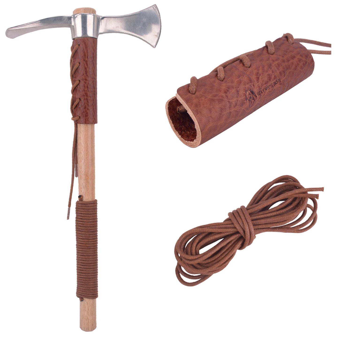 Genuine Leather Axe Handle Guard Collar Holster Hatchet Blade Cover (One Set), for Camping, Hiking, Hunting, Outdoors.