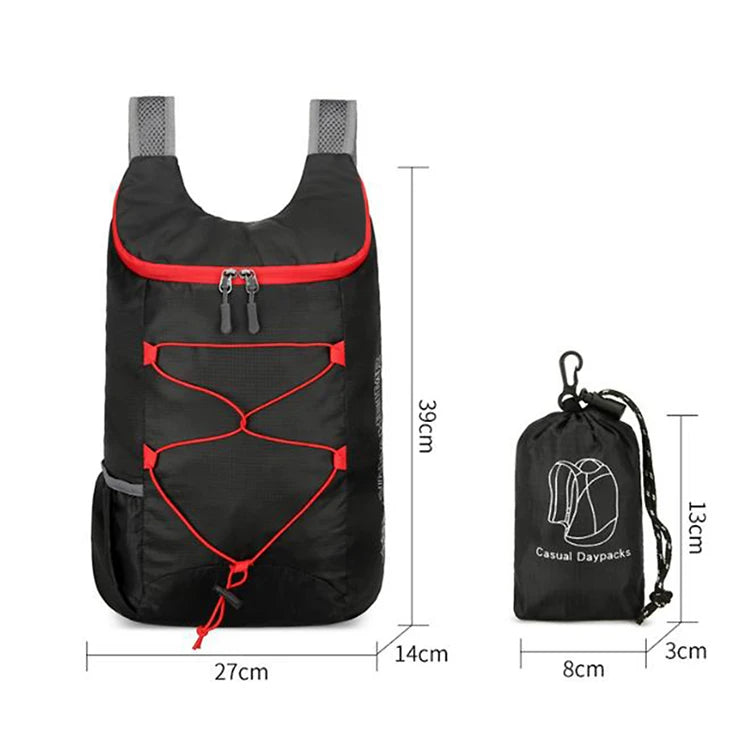 Camping Hiking Multifunctional Outdoor Folding Sports Backpack Ultra Lightweight Carrying Waterproof Nylon Fabric Fitness Bag