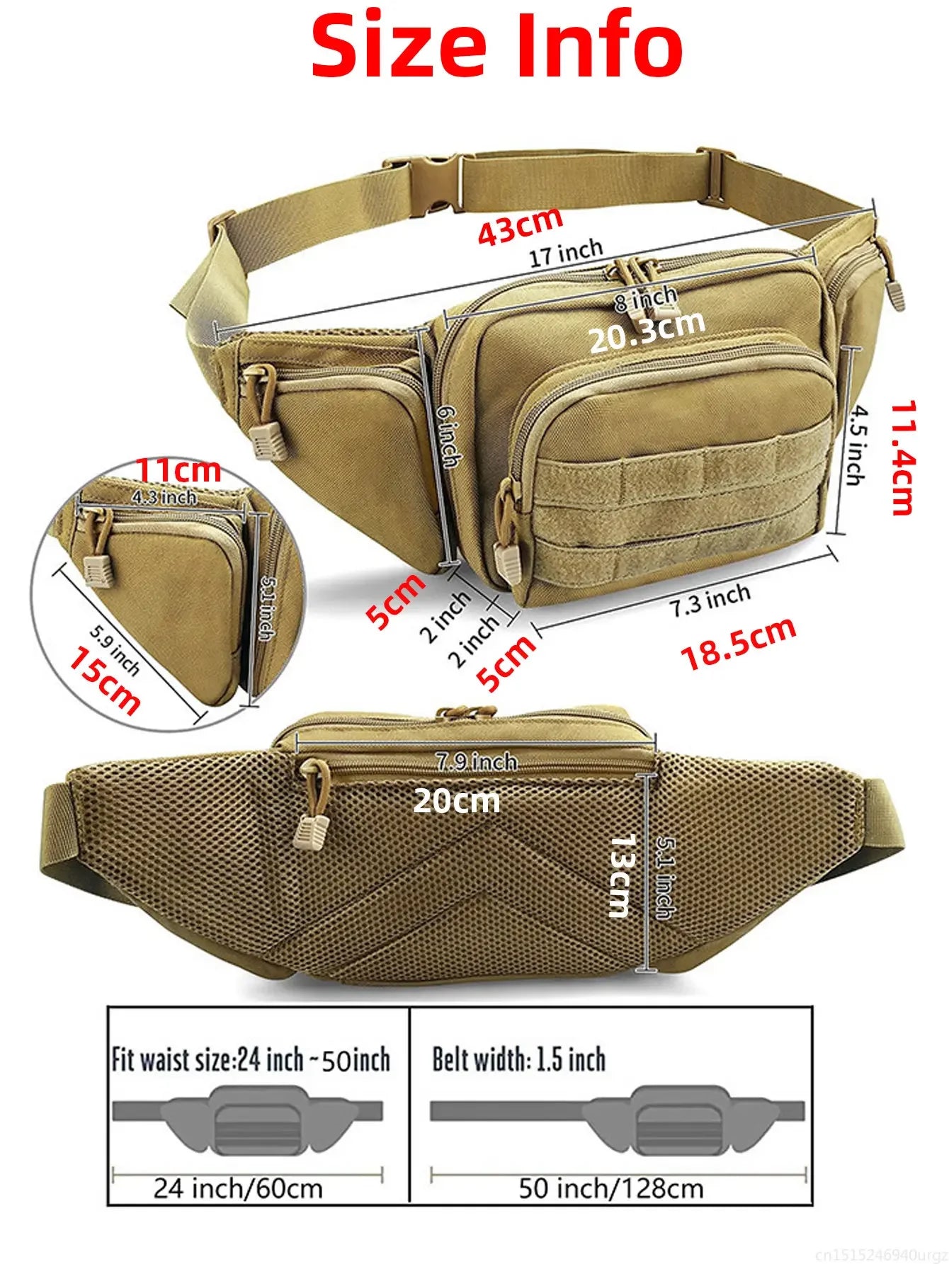 Outdoor Hiking Waist Bag Running Sports Functional Bag Cycling Bag Bum Bag Multi-functional Tool Shoulder Tactical Waist Pack