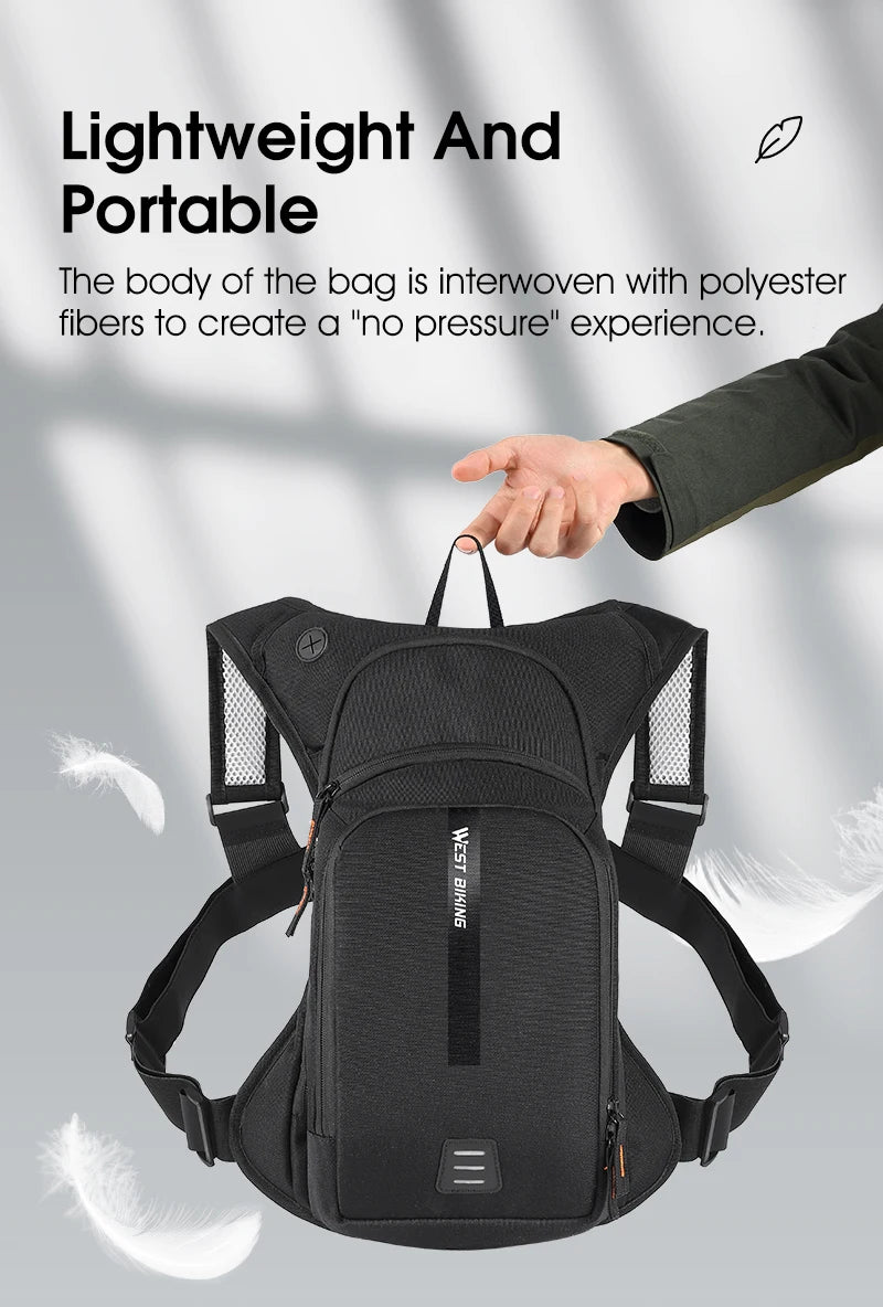 WEST BIKING 10L Ultralight Cycling Backpack Ergonomic Strap MTB Road Bicycle Bag With Water Bag Outdoor Hiking Climbing Bag