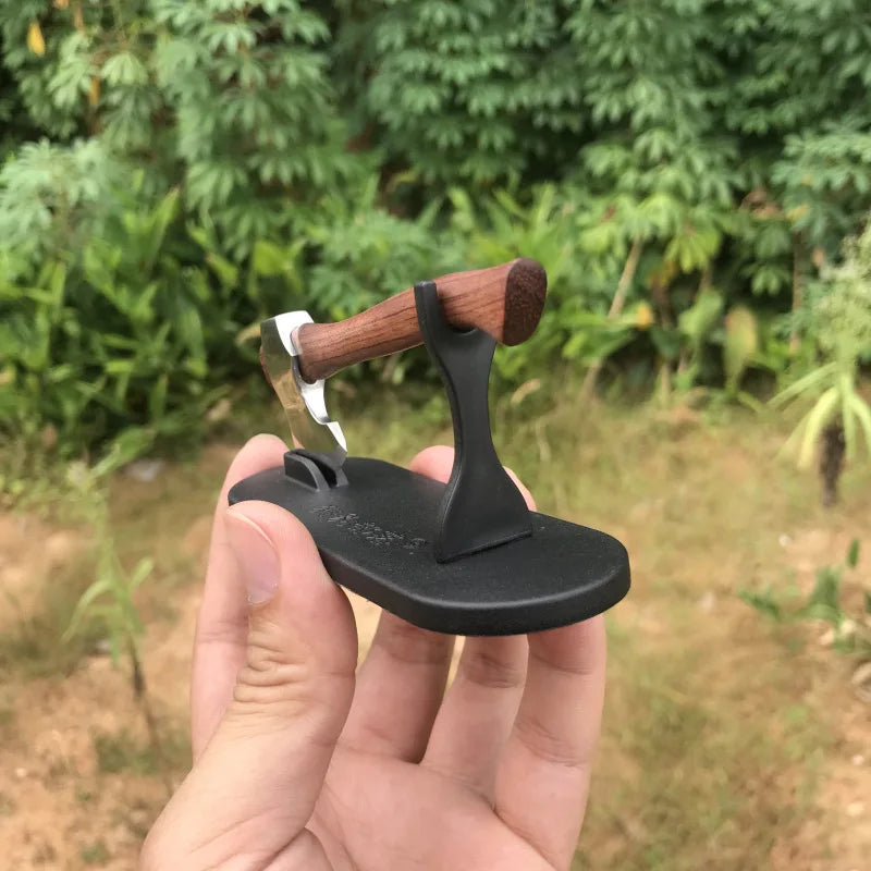 Dropship 1PCS Stainless Steel Sharp Blade Mini Axe Wooden Handle Fixed Blade Knife Outdoor Camping Survival Tool