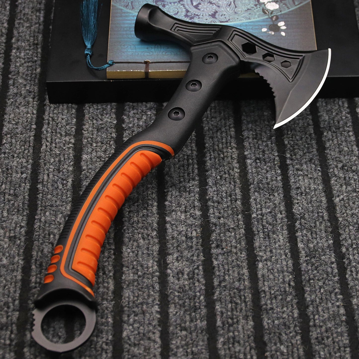 Stainless steel multi-functional axe, outdoor camping axe, tactical survival fire-fighting axe, vehicle-mounted portable axe