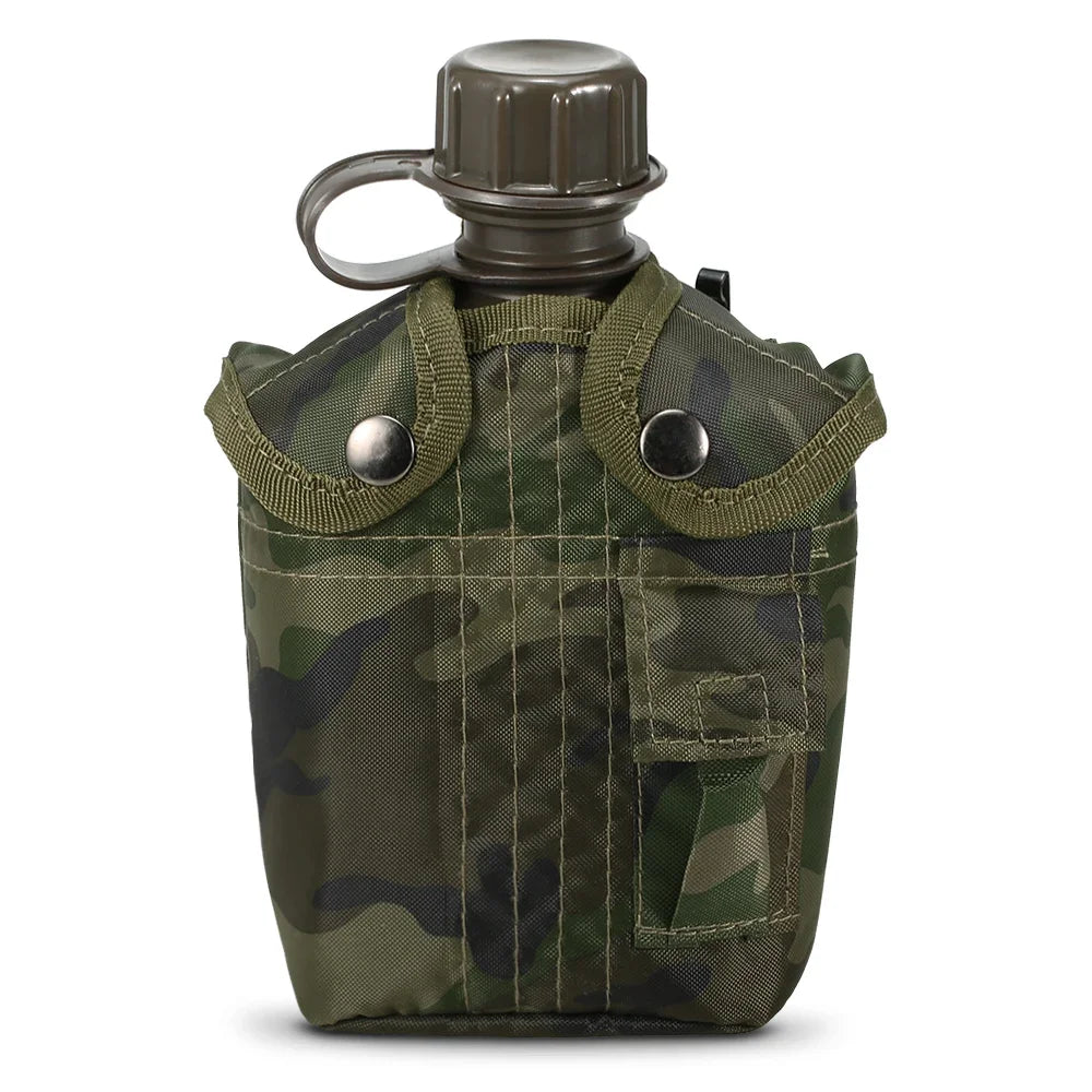 Outdoor Camouflage Military Canteen Bottle Backpacking Survival Water Kettle Camping Hiking Bottle 1L Large-capacity Kettle
