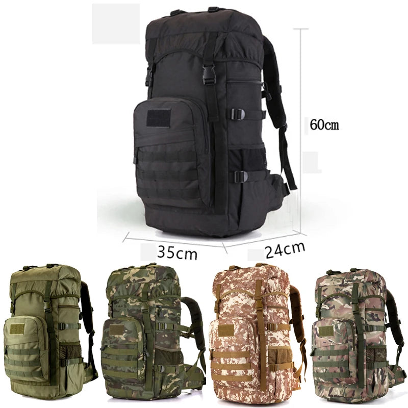 50L Large Capacity Tactical Backpack, 900D Outdoor Camping Mountaineering Bag, Hiking Rucksack, Travel Backpack
