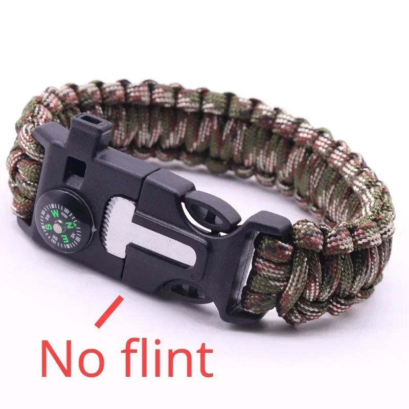 Outdoor Multi-function Survival Bracelet, Military Emergency, 4mm Paracord Wristband, Scraper, Whistle, Buckle Tools