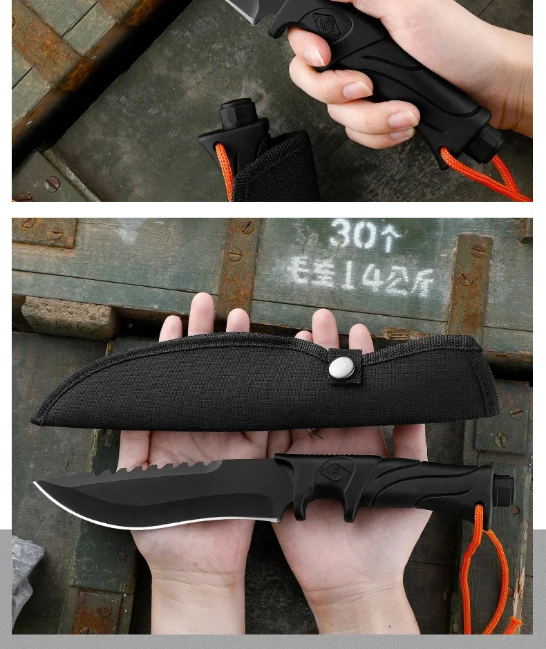 NEW Outdoor Camping Tactical Straight Knife, Portable Outdoor Tool Knife, EDC Gear, High Hardness Self-Defense Survival Knife