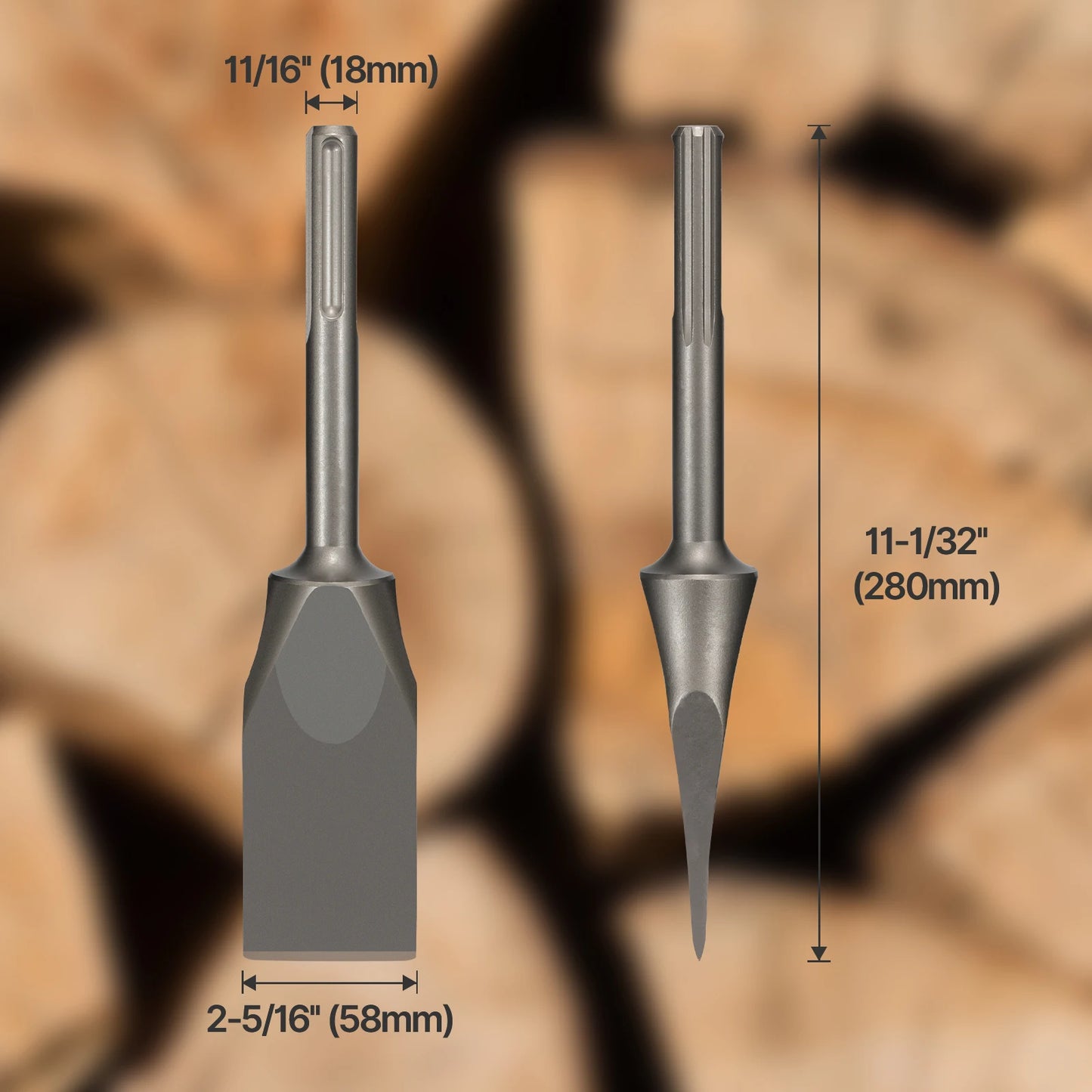 Wood Splitting Axe Chisel SDS Max 40CrMo Alloy Steel Chopping Axe Heavy Duty Firewood Splitting Maul for Electric Hammer Drill