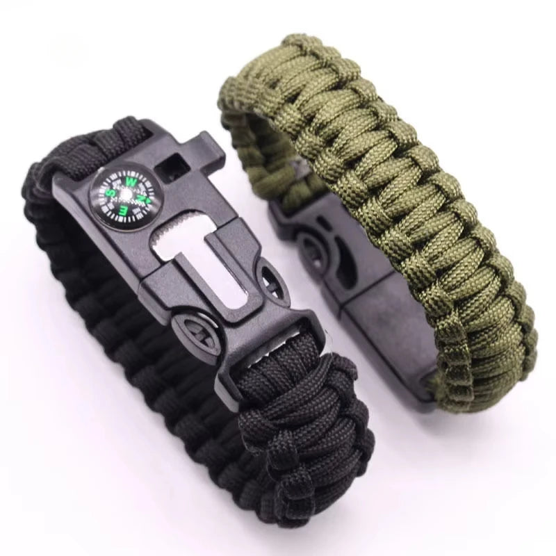 Outdoor Multi-function Survival Bracelet, Military Emergency, 4mm Paracord Wristband, Scraper, Whistle, Buckle Tools