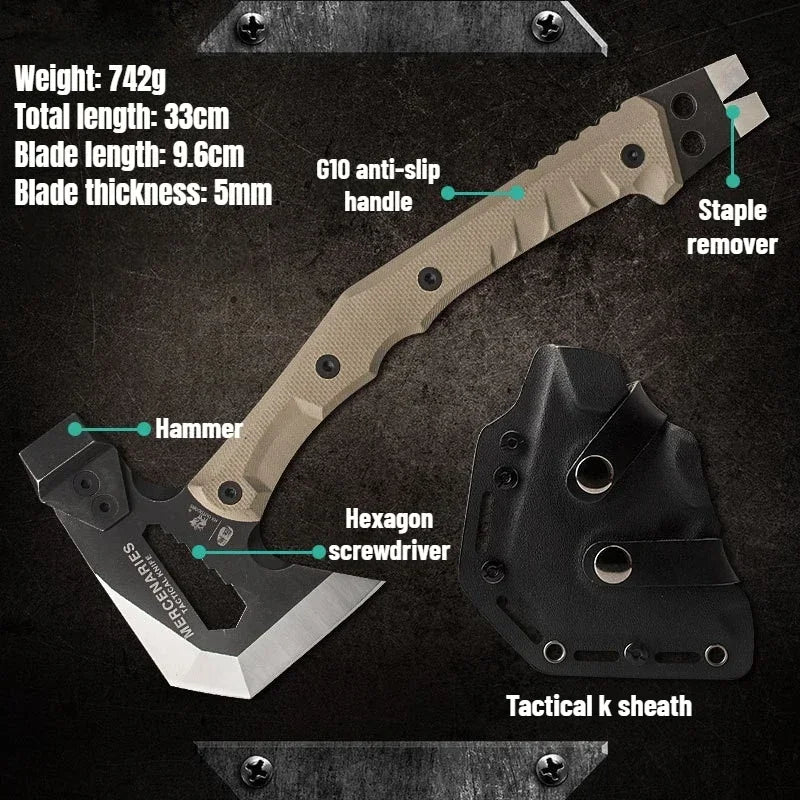 Mercenarys Axe Camping Touris Ax Multifunctional Hatchet Tactical Hunting Tools Tomahawk Hammer Outdoor Survival Accessories