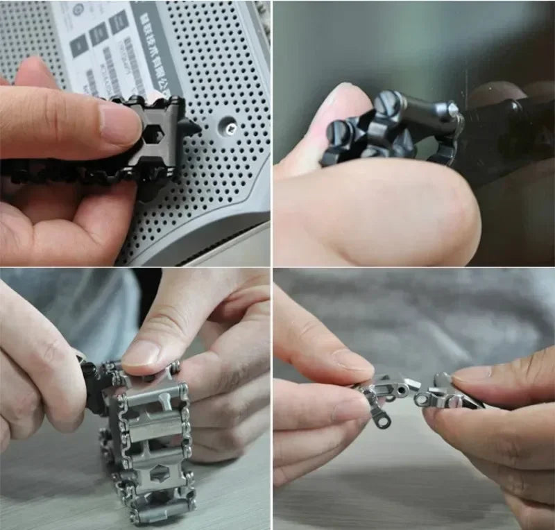 Survival Multitools Silver Bracelet Stainless Steel Bracelet Outdoor Multitools Trend Bracelet Bracelet For Camping Travel