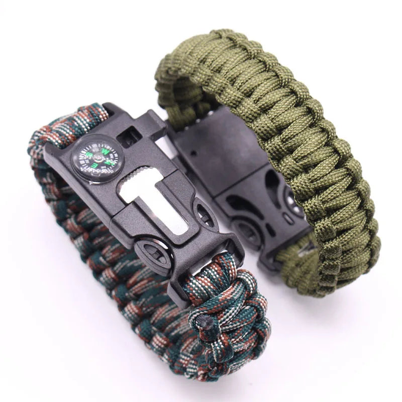 Outdoor Multi-function Survival Bracelet, Military Emergency, 4mm Paracord Wristband, Scraper, Whistle, Buckle Tools