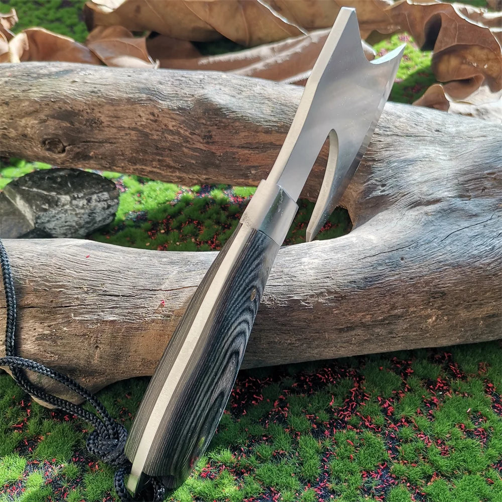 Portable Practical Axe with High Hardness Stainless Steel Sharp Blade, Wooden Handle for Camping, Hunting, and Survival Outdoor