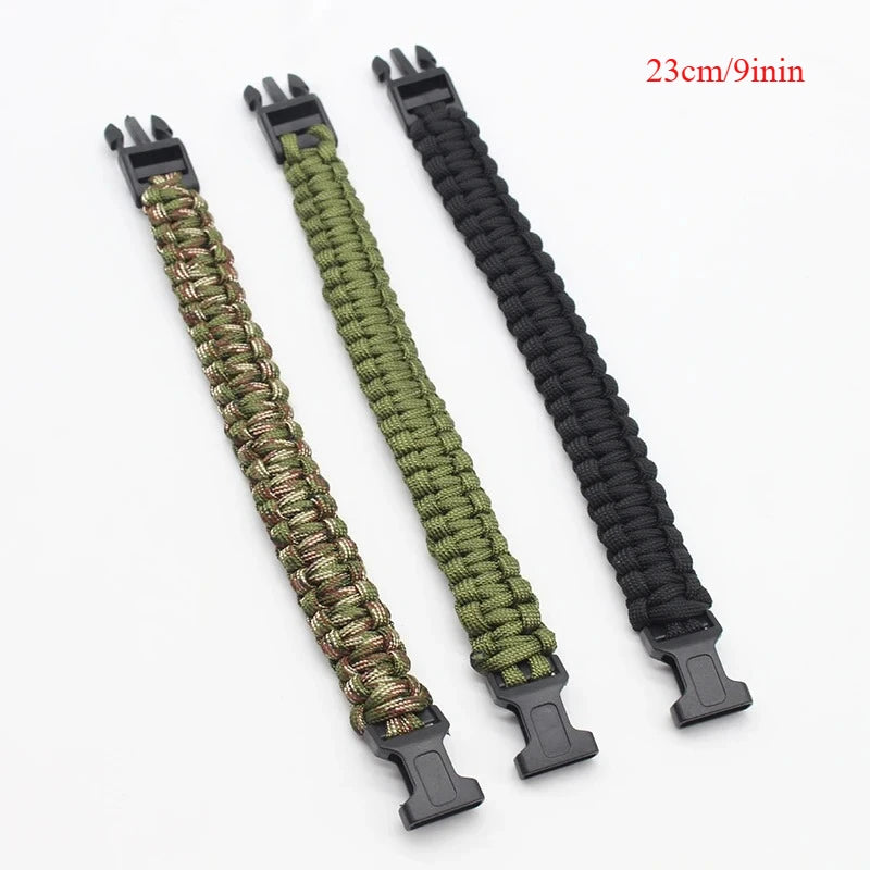 23cm/9in Seven Core Paracord Survival Bracelet for Outdoor Emergency Escape Camping Tool with Plaited Rope Design