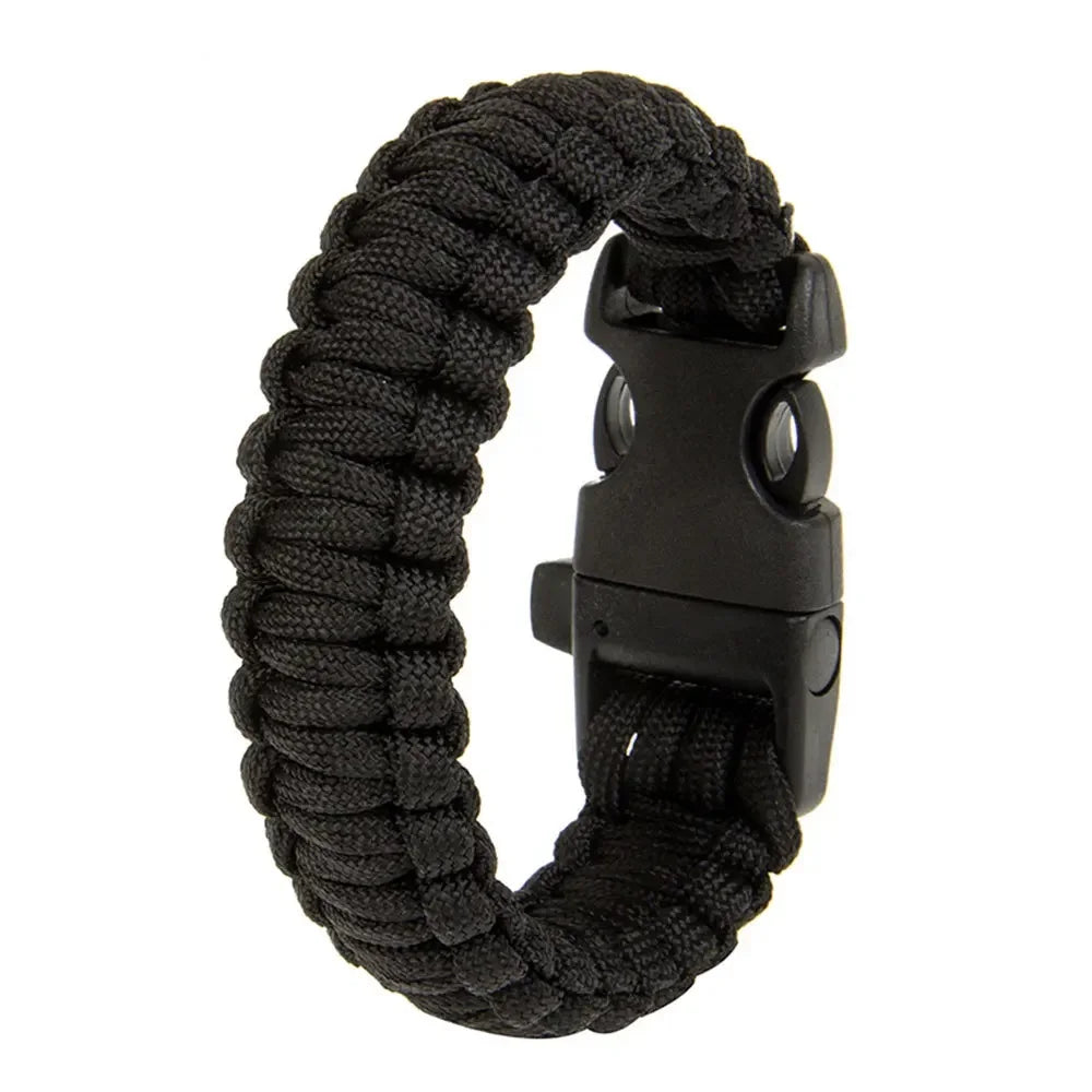 Adjustable Size Outdoor Survival Bracelet Men Women Multi-function Camping Rescue Emergency Rope Bangles Compass Whistle Knife