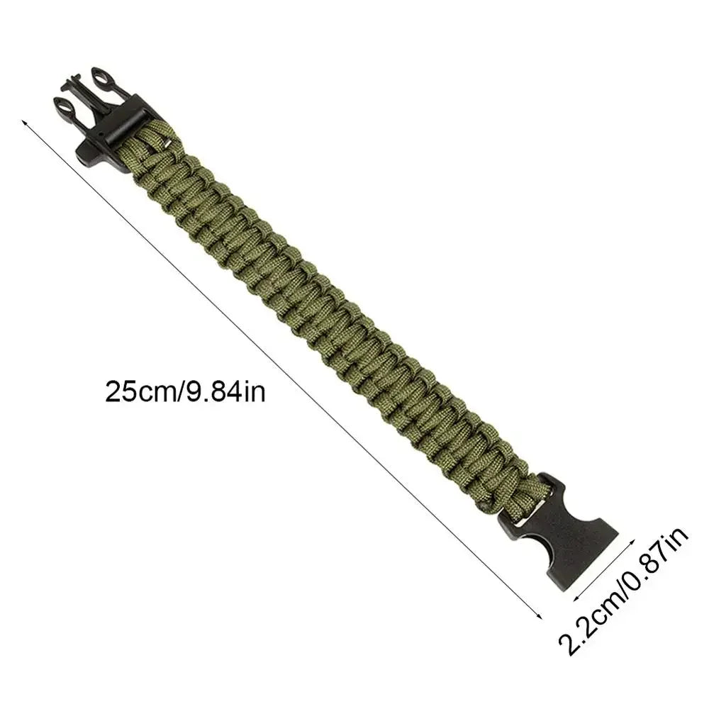 Adjustable Size Outdoor Survival Bracelet Men Women Multi-function Camping Rescue Emergency Rope Bangles Compass Whistle Knife