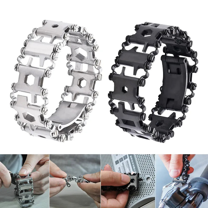 29-in-1 Stainless Steel Multi-function Tool Bracelet Outdoor Survival Emergency Watch Chain Accessory Portable Tool