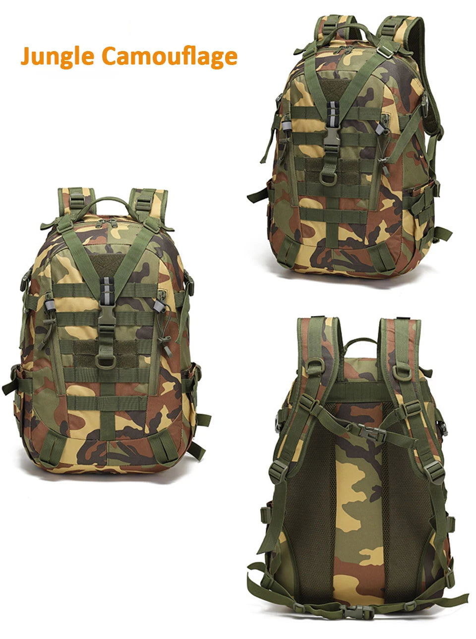 40L Camping Backpack Men's Bag Travel Riding Bags Knapsack Climbing Rucksack Hiking Outdoor Reflective Shoulder Fishing Bag