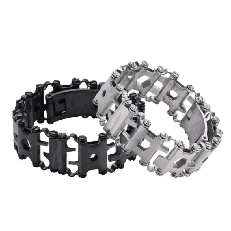 Survival Multitools Silver Bracelet Stainless Steel Bracelet Outdoor Multitools Trend Bracelet Bracelet For Camping Travel