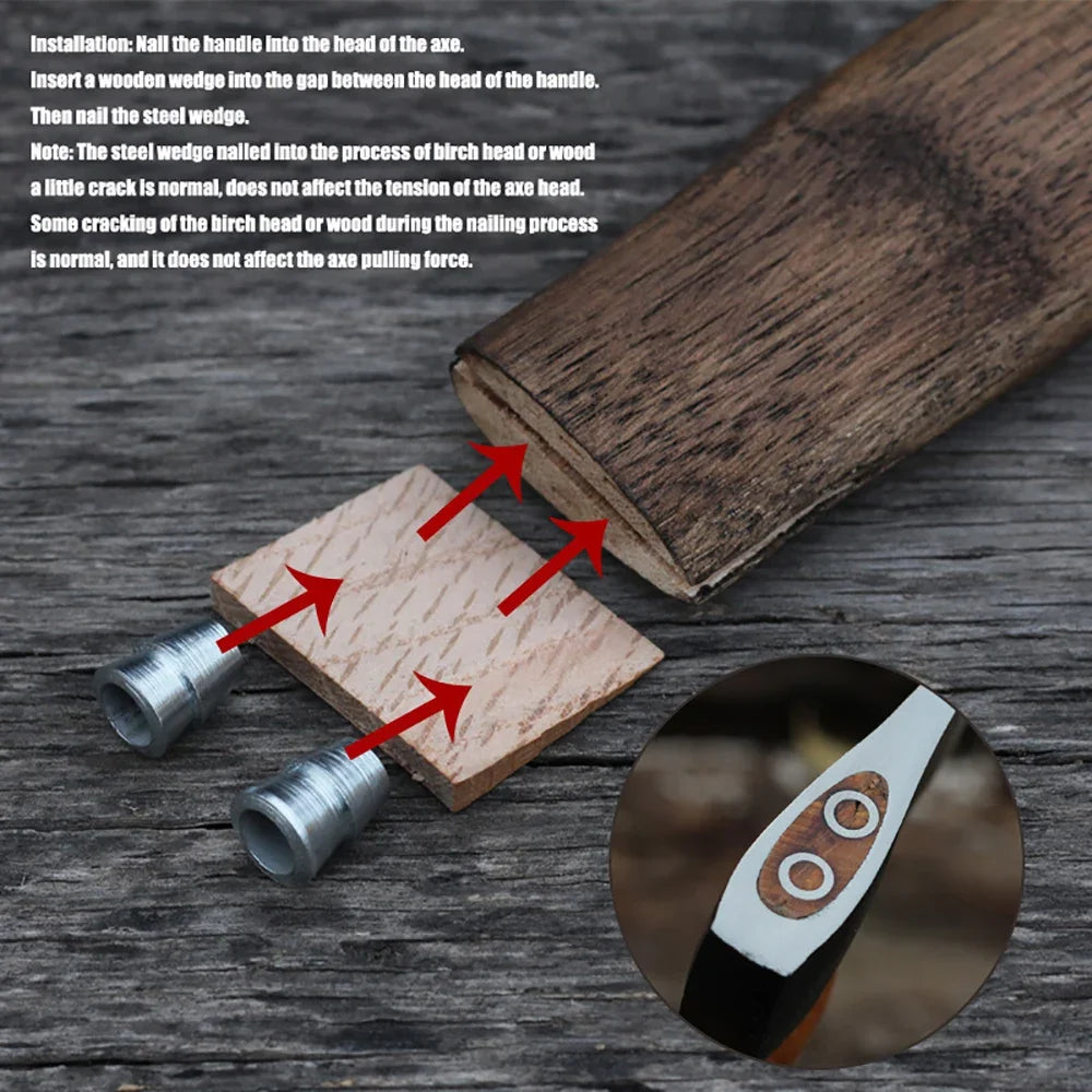 Walnut Axe Handle with Hole Wedge Accessories for DIY Outdoor Axes Hammers Survival Camping Gear Tomahawk Viking Axe