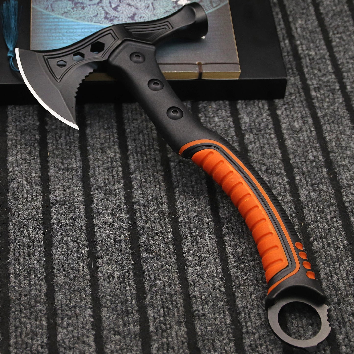 Stainless steel multi-functional axe, outdoor camping axe, tactical survival fire-fighting axe, vehicle-mounted portable axe