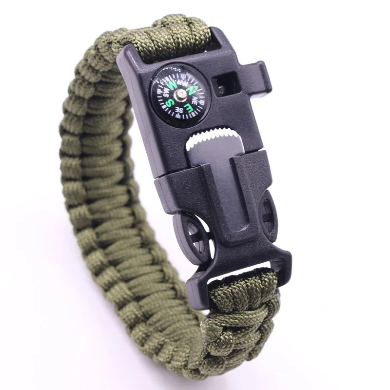 Outdoor Multi-function Survival Bracelet, Military Emergency, 4mm Paracord Wristband, Scraper, Whistle, Buckle Tools
