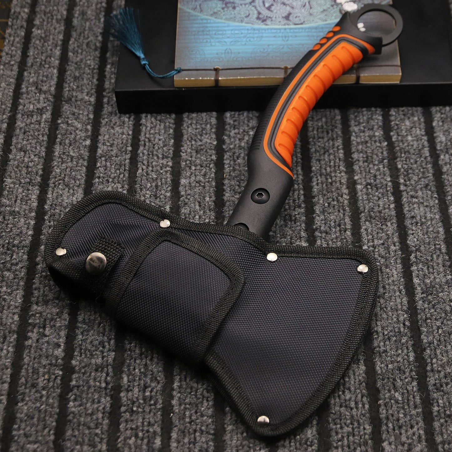 Stainless steel multi-functional axe, outdoor camping axe, tactical survival fire-fighting axe, vehicle-mounted portable axe