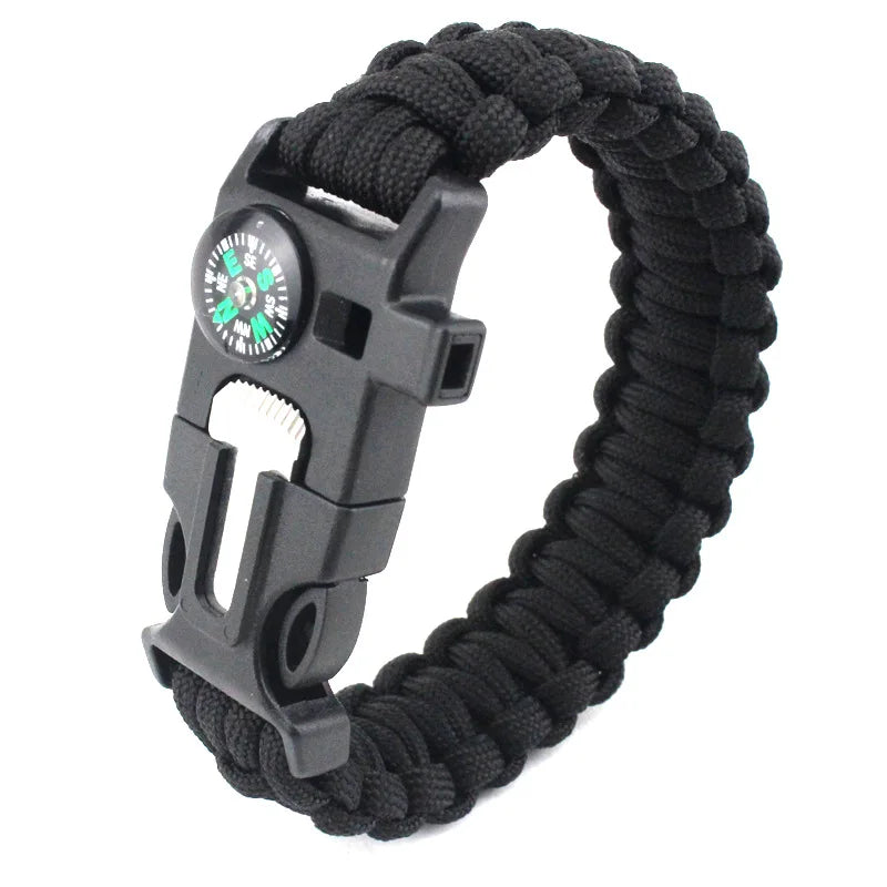 Fashion Men Outdoor Survival Umbrella Rope SOS Bracelet Camping Adventure Emergency Rescue Compass Sport Whistle Bracelets