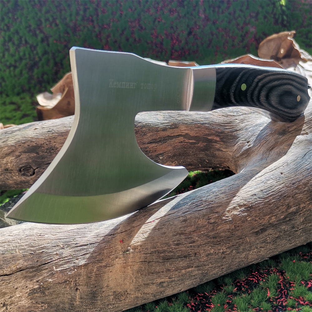 Portable Practical Axe with High Hardness Stainless Steel Sharp Blade, Wooden Handle for Camping, Hunting, and Survival Outdoor