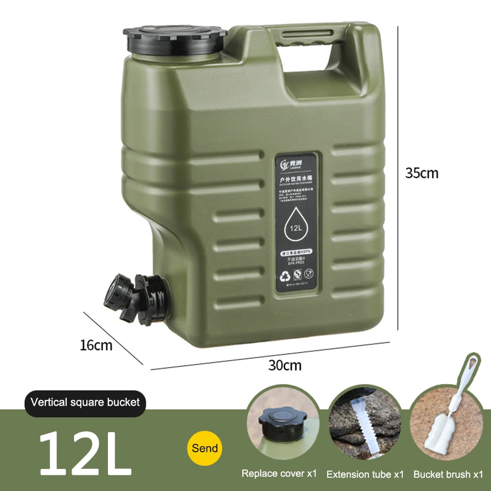 3.2 Gallon/12L Camping Water Container Portable BPA Free Water Bucket Food-Grade PE for Outdoor Camping/Hiking Emergency Storage
