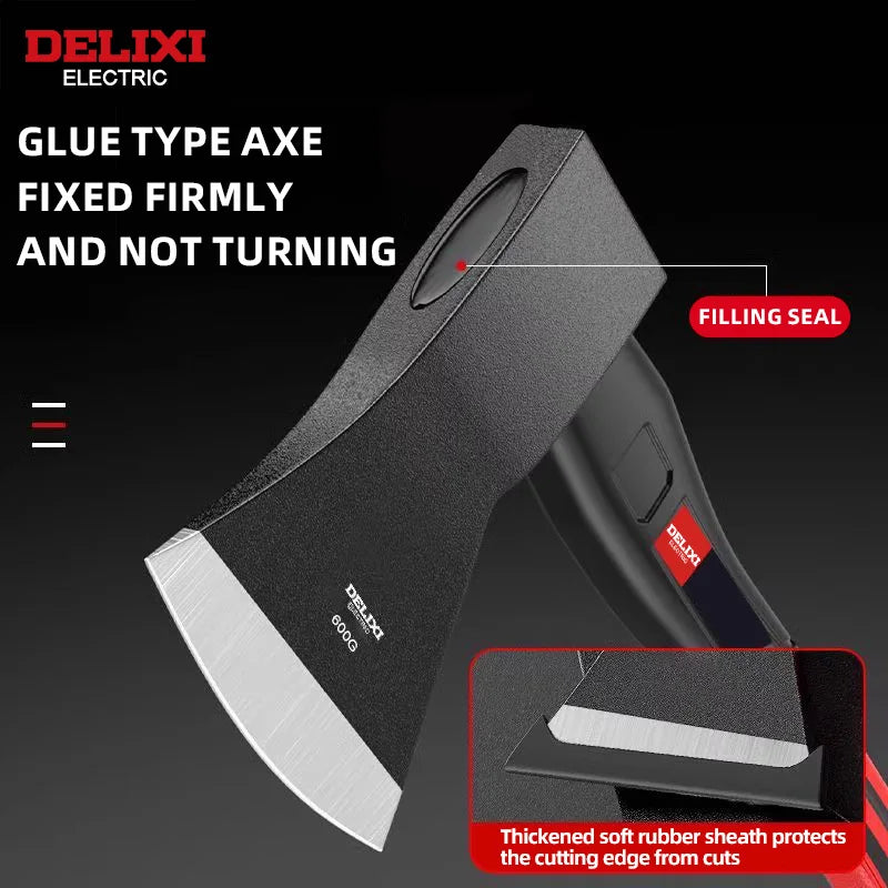 15-inch chopping axe with blade cover, chopping hammer, log axe, outdoor axe, forged carbon steel hand tool non-slip handle.