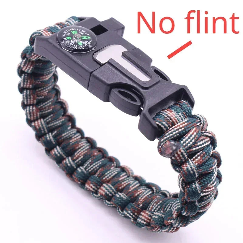 Outdoor Multi-function Survival Bracelet, Military Emergency, 4mm Paracord Wristband, Scraper, Whistle, Buckle Tools