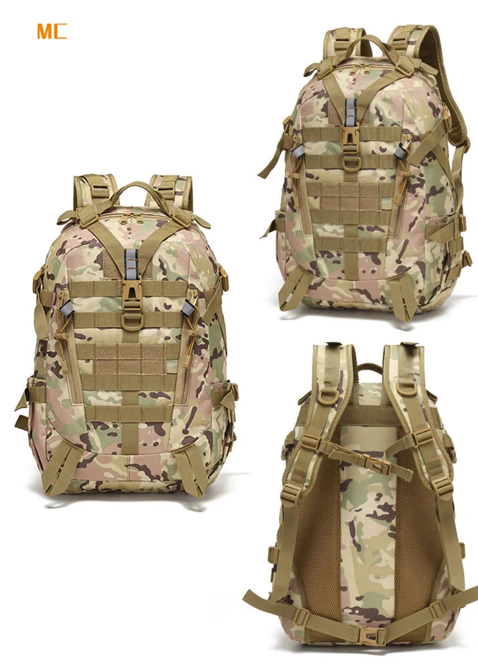 40L Camping Backpack Men's Bag Travel Riding Bags Knapsack Climbing Rucksack Hiking Outdoor Reflective Shoulder Fishing Bag