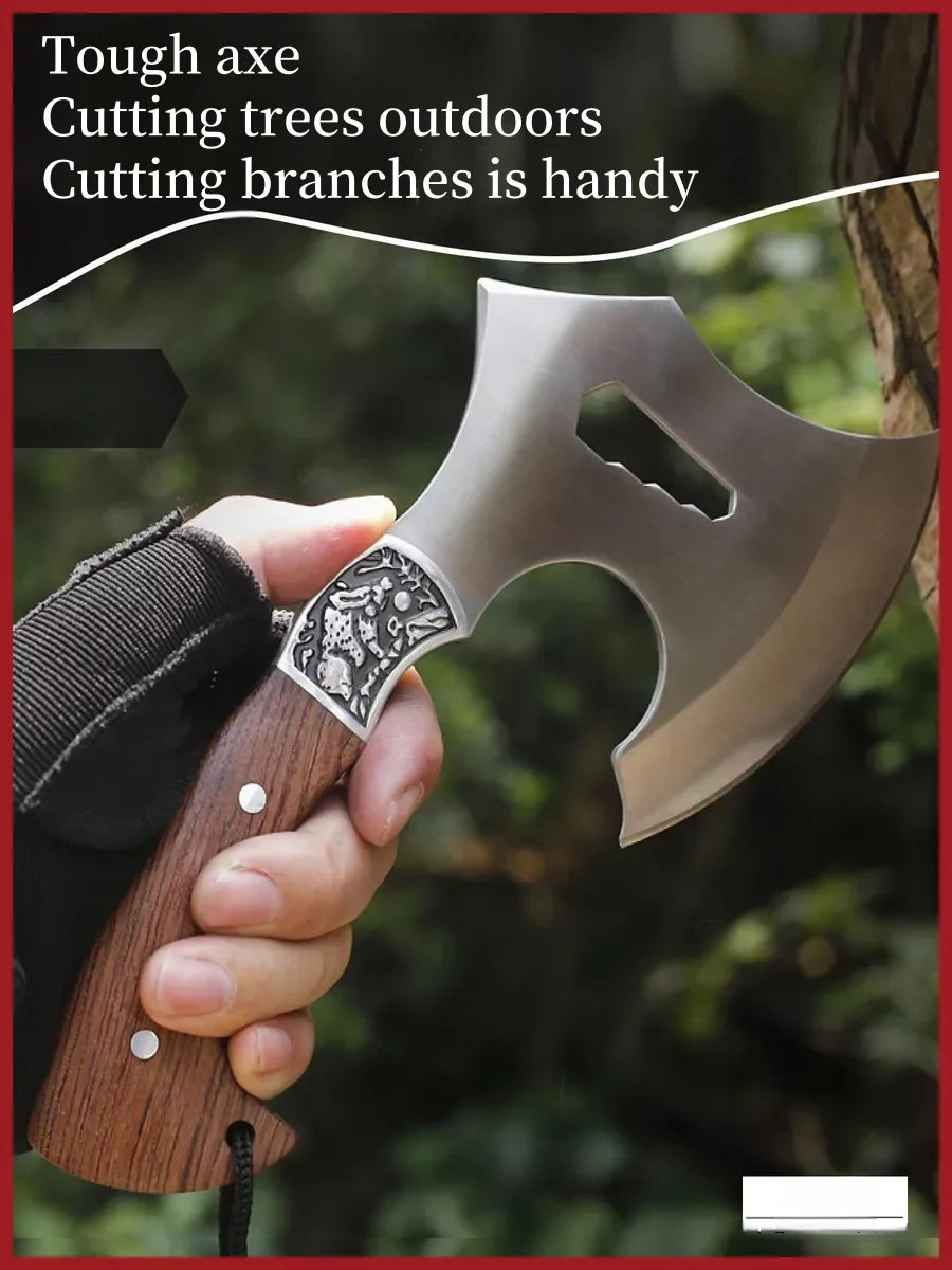 1 piece outdoor axe, solid wood handle with nylon scabbard axe, camping axe, portable survival axe with gift box, small camping