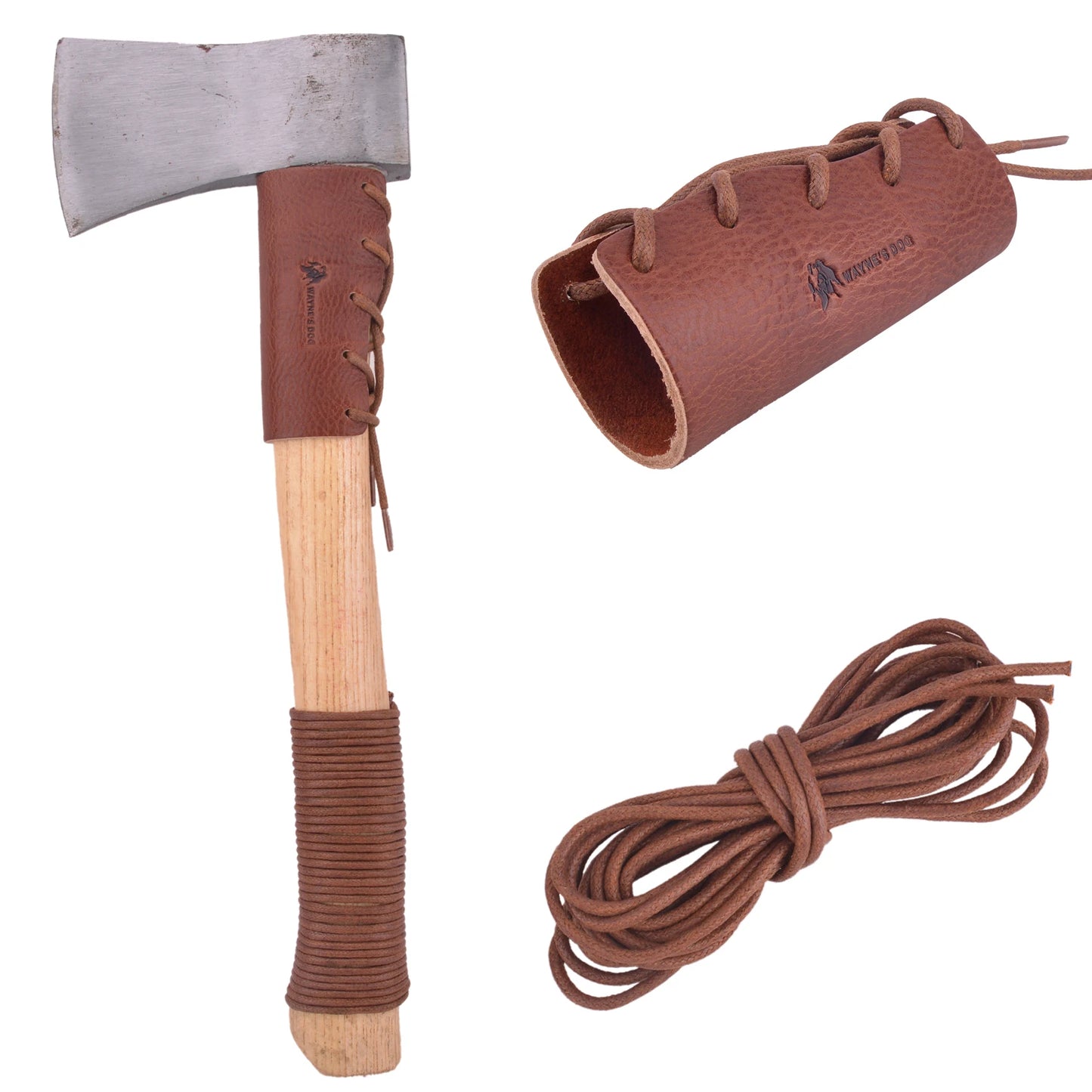 Genuine Leather Axe Handle Guard Collar Holster Hatchet Blade Cover (One Set), for Camping, Hiking, Hunting, Outdoors.