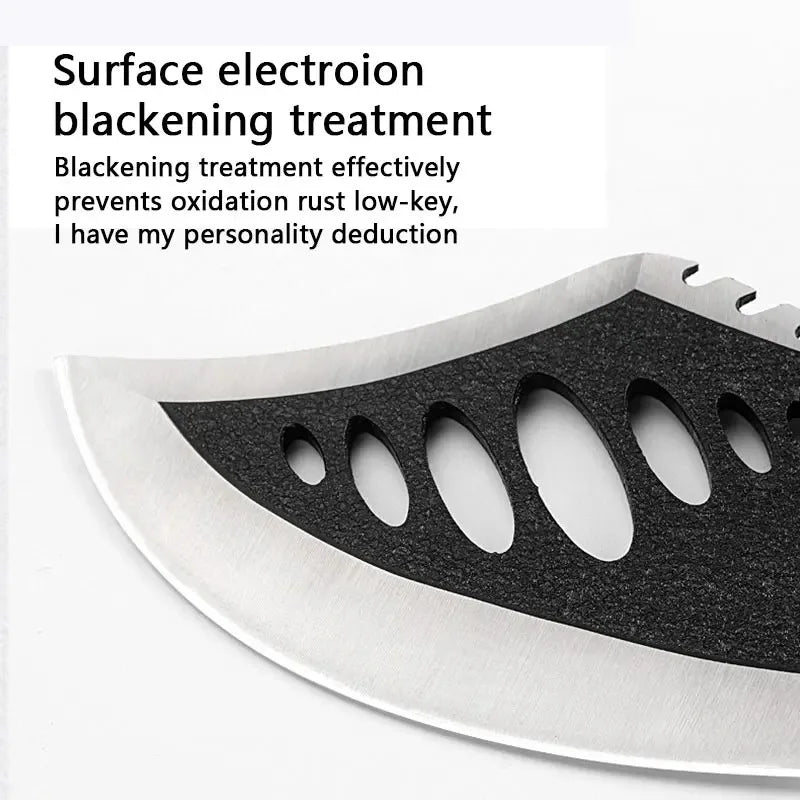 Black Carbon Steel AXE with Cutter sleeve,Sharp Butcher Knife. Bone Cutting and Meat Processin. Portable outdoor bbq axe knife