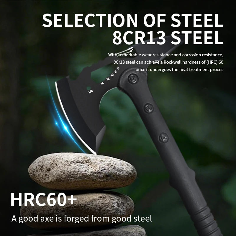 Multi-Function Tactical Axe Mountain Blade Hand Axe Knife Outdoor Self-Defense Survival Weapon Special Firewood Chopping Enginee