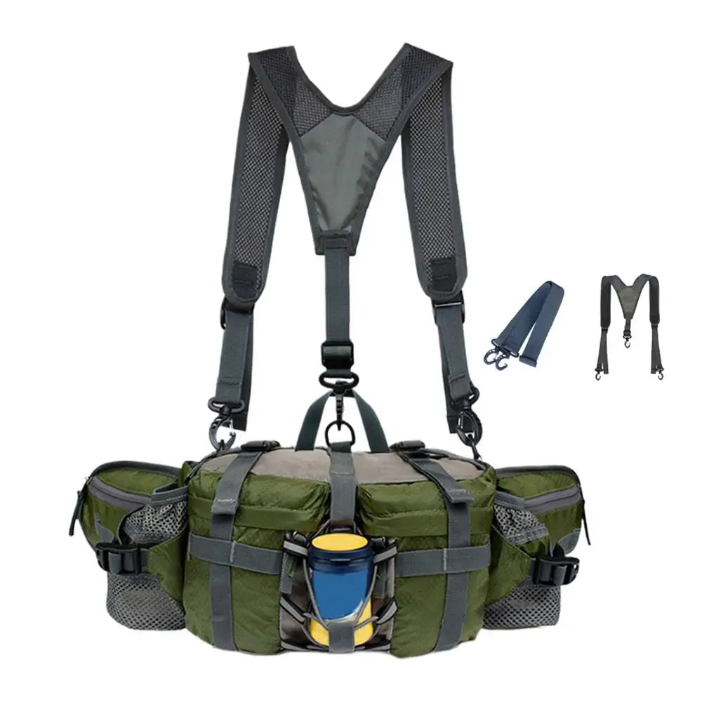 Hiking Waist Bag With 2 Water Bottle Holders Outdoor Waist Pack Waterproof Cycling Backpack Adjustable Strap Sport Storage Bag