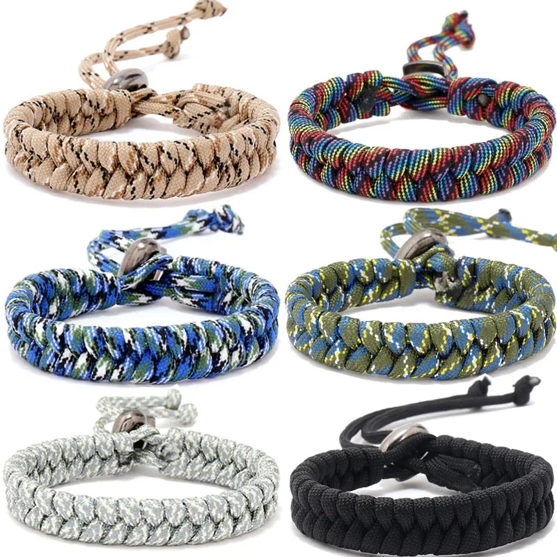 Adjustable Survival Emergency Bracelet Paracord Rope Bracelet Weaving Cord For Men Women OutdoorSport Camping Hiking Accessories