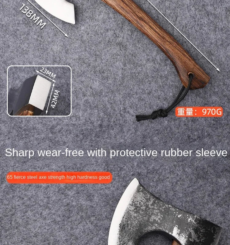 Outdoor camping firewood chopping tree head axe camping forging axe