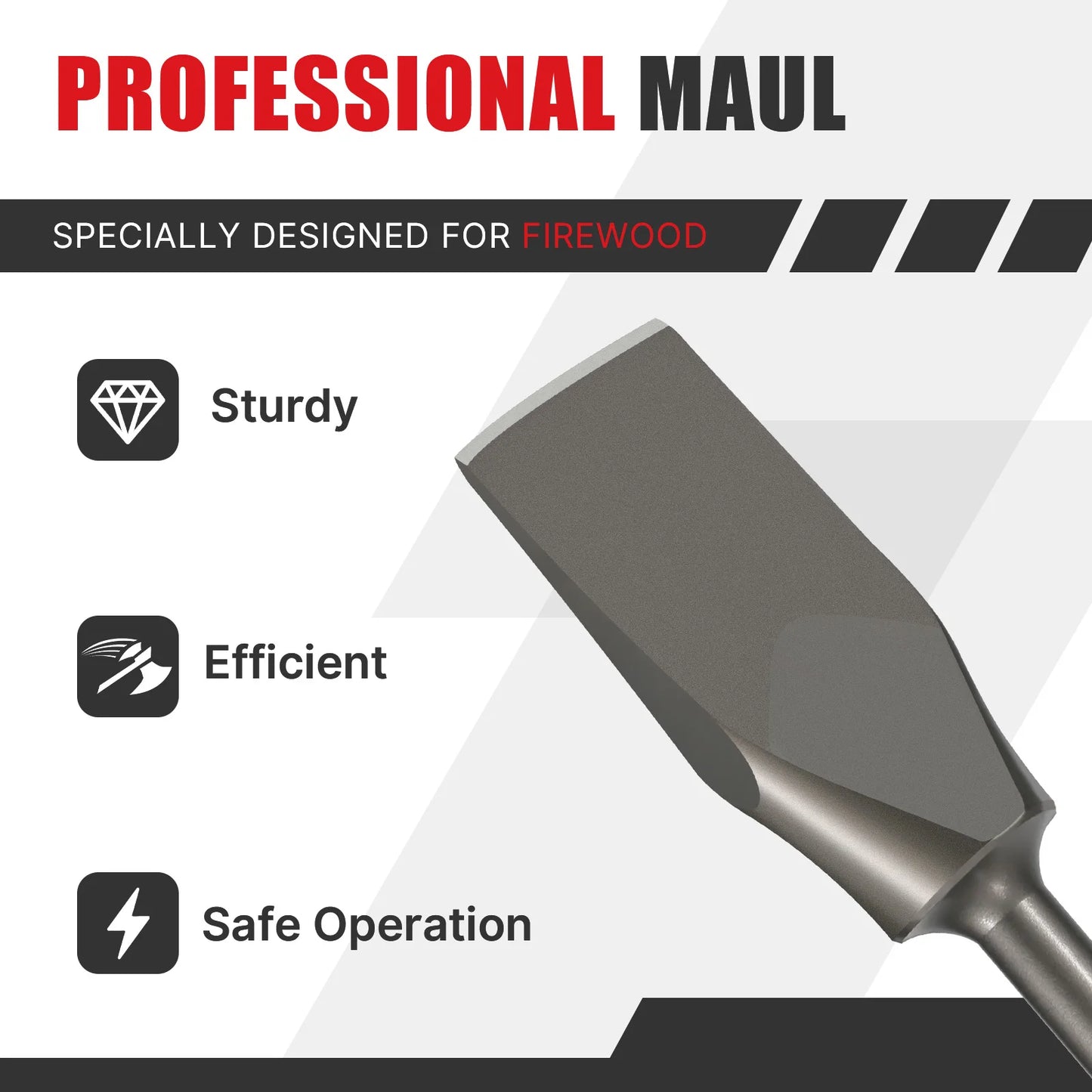 Wood Splitting Axe Chisel SDS Max 40CrMo Alloy Steel Chopping Axe Heavy Duty Firewood Splitting Maul for Electric Hammer Drill