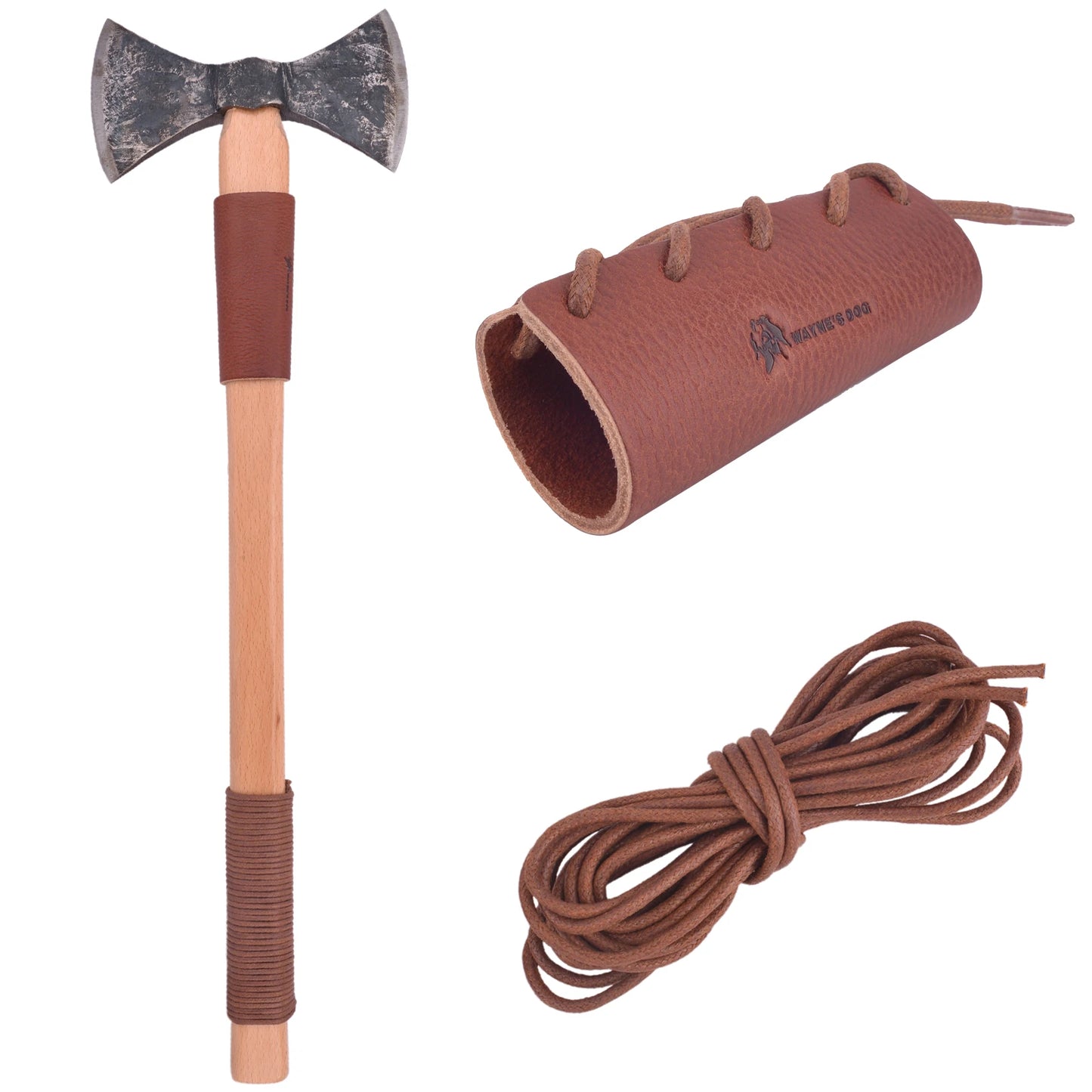 Genuine Leather Axe Handle Guard Collar Holster Hatchet Blade Cover (One Set), for Camping, Hiking, Hunting, Outdoors.
