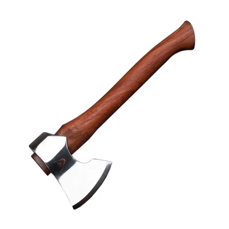 16cm Sandalwood Handle Felling Axe Stainless Steel Sharp Blade Fixed Blade Knife Outdoor Camping Survival Tool With Knife Holder