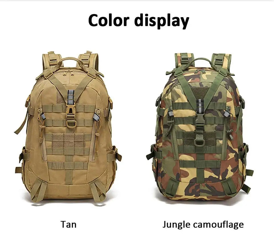 40L Camping Backpack Men's Bag Travel Riding Bags Knapsack Climbing Rucksack Hiking Outdoor Reflective Shoulder Fishing Bag