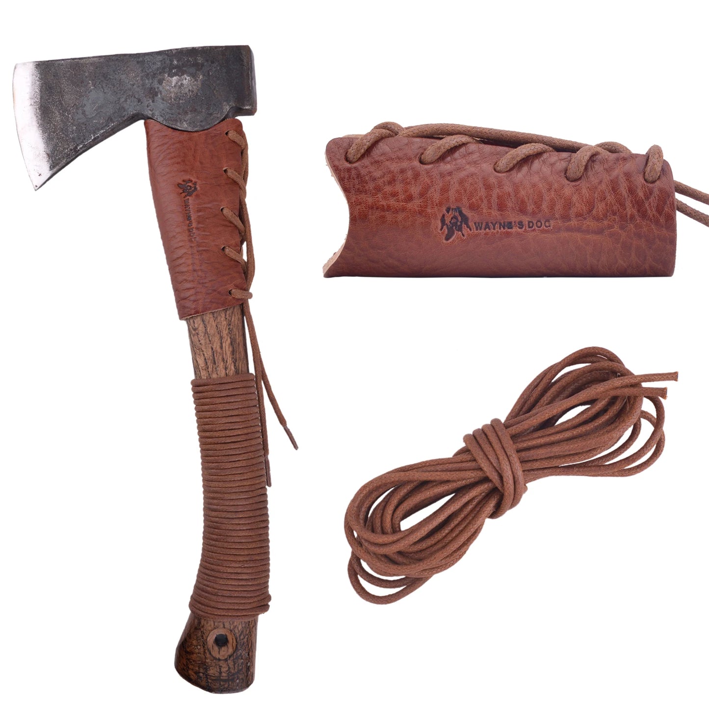 Genuine Leather Axe Handle Guard Collar Holster Hatchet Blade Cover (One Set), for Camping, Hiking, Hunting, Outdoors.