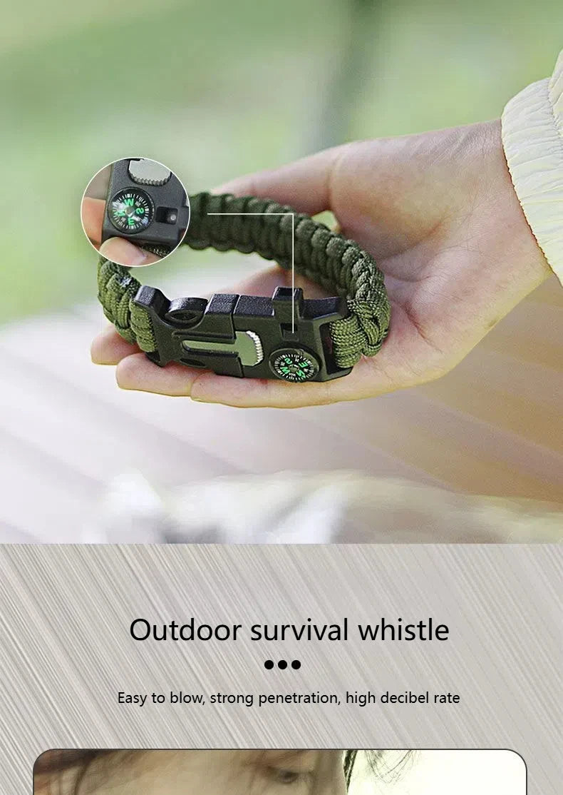 Fashion Men Outdoor Survival Umbrella Rope SOS Bracelet Camping Adventure Emergency Rescue Compass Sport Whistle Bracelets