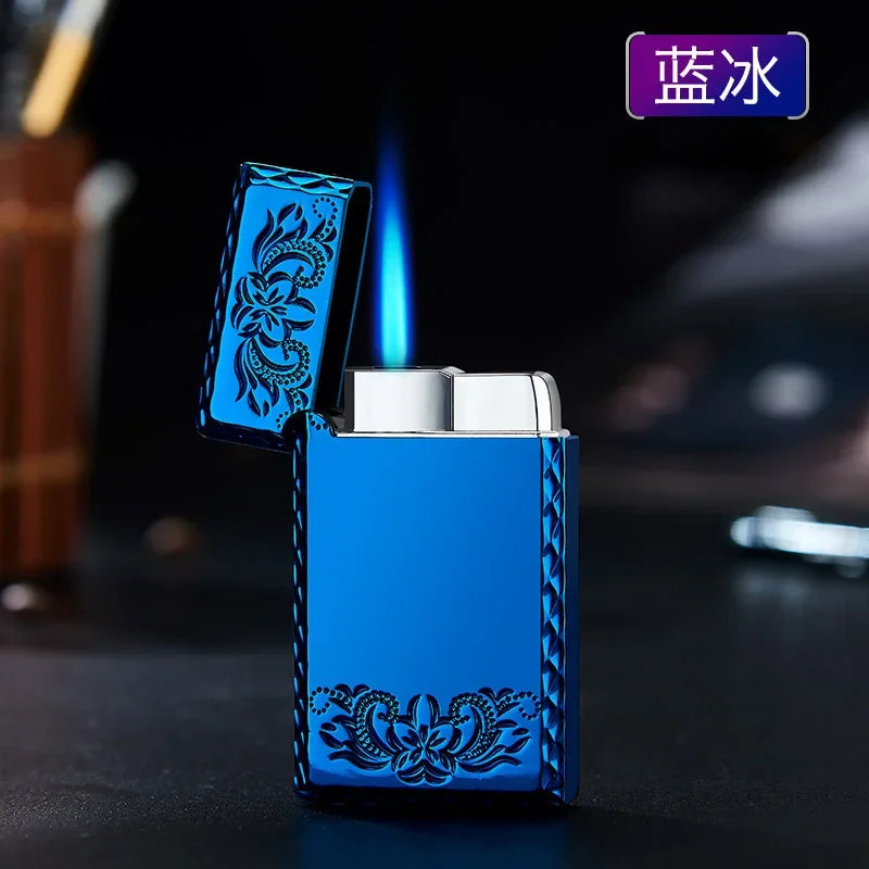 Windproof Waterproof Metal Lighter Electroplated Dragon Embossed Pattern Red Fire Direct Cigar Lighter Men Smoke Accesoires
